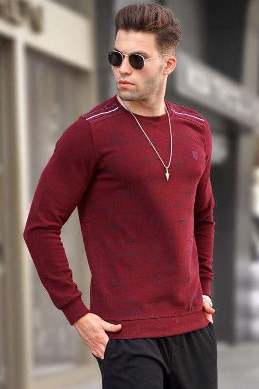 MDX Burgundy Patterned Turtleneck Sweater 5968 - Atlantic City