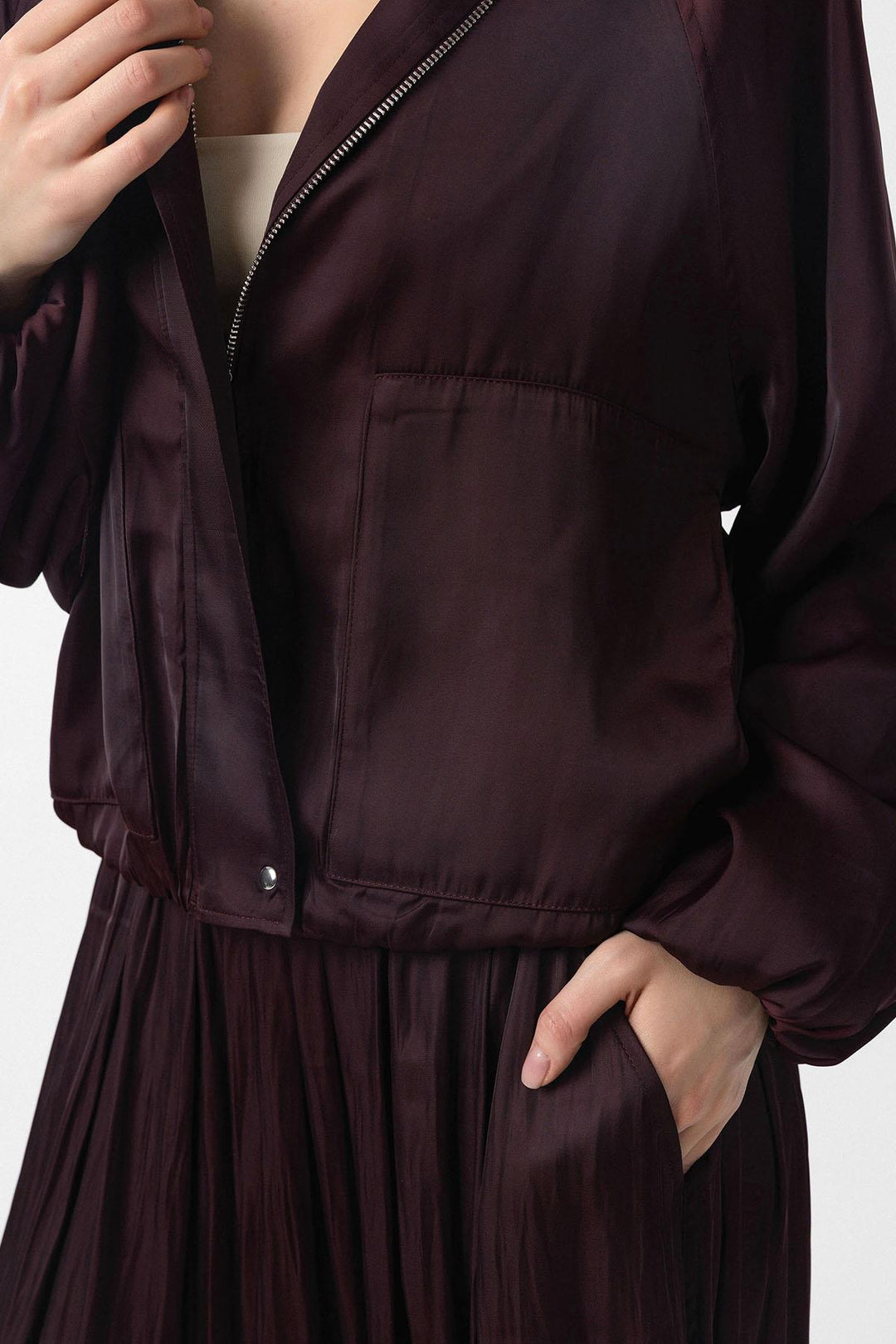 ANT Antioch Burgundy Slim Fit Women's Bomber Jacket - Leesburg