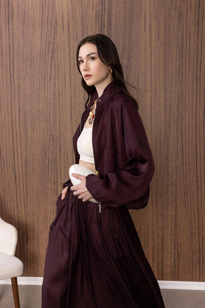 ANT Antioch Burgundy Slim Fit Women's Bomber Jacket - Leesburg