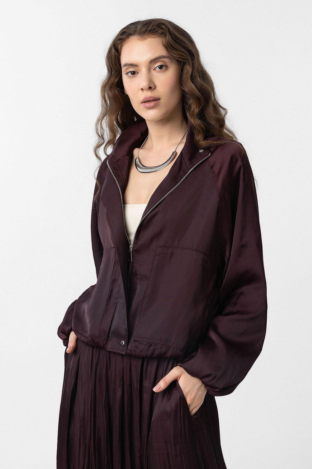 ANT Antioch Burgundy Slim Fit Women's Bomber Jacket - Leesburg