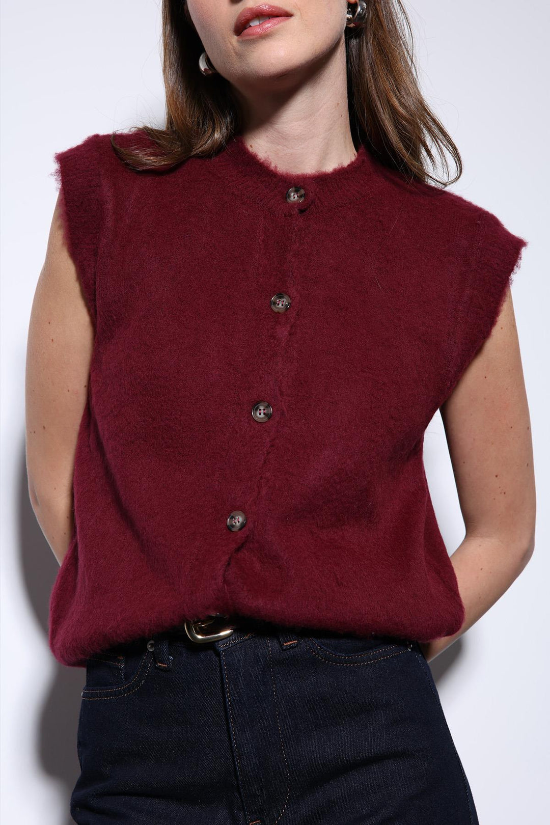 ANT Antioch Bordeaux Textured Women's Knit Vest - Charlottetown