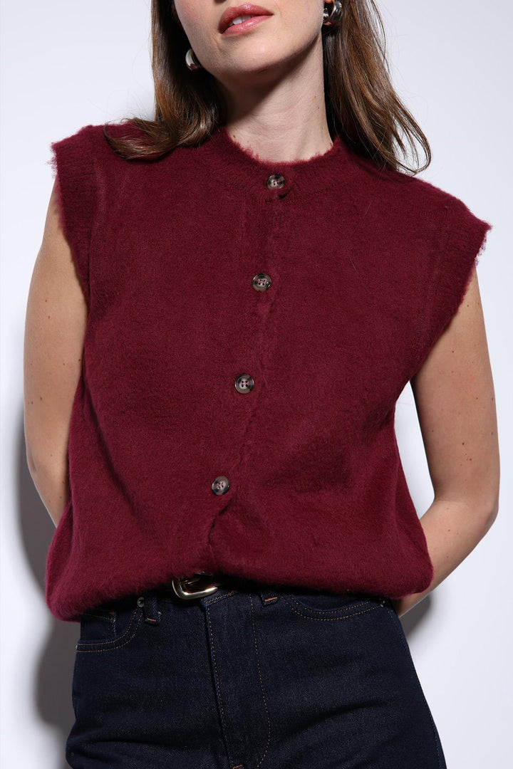 ANT Antioch Bordeaux Textured Women's Knit Vest - Charlottetown