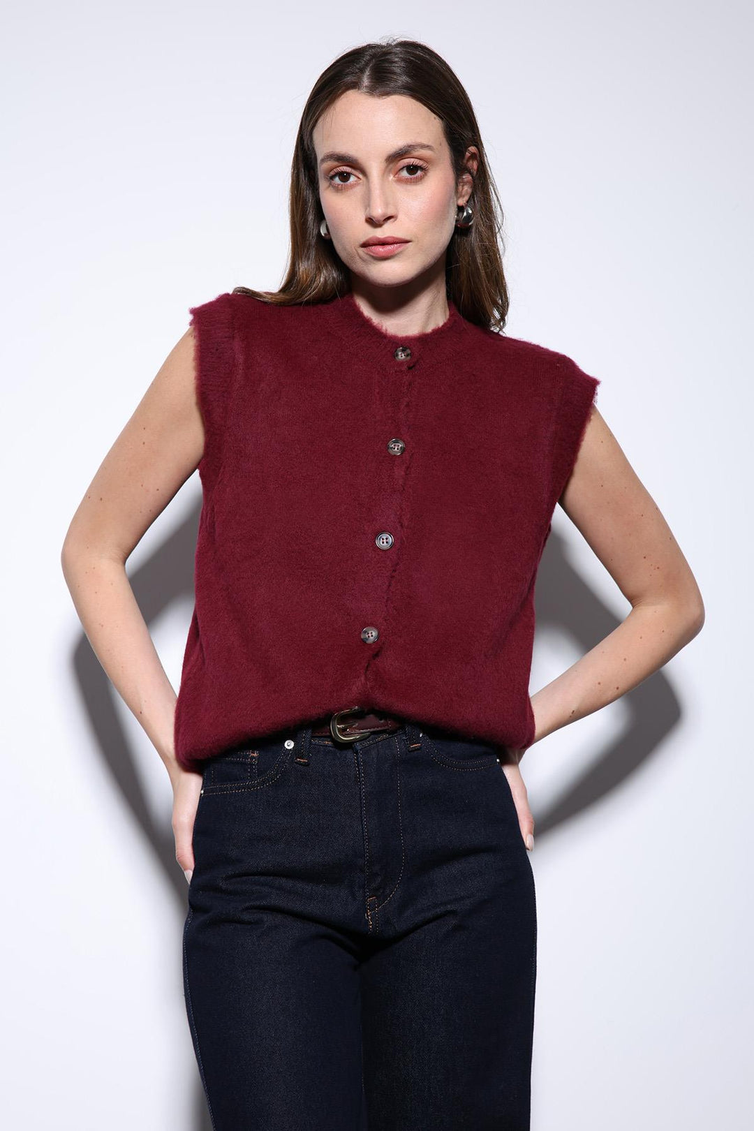 ANT Antioch Bordeaux Textured Women's Knit Vest - Charlottetown