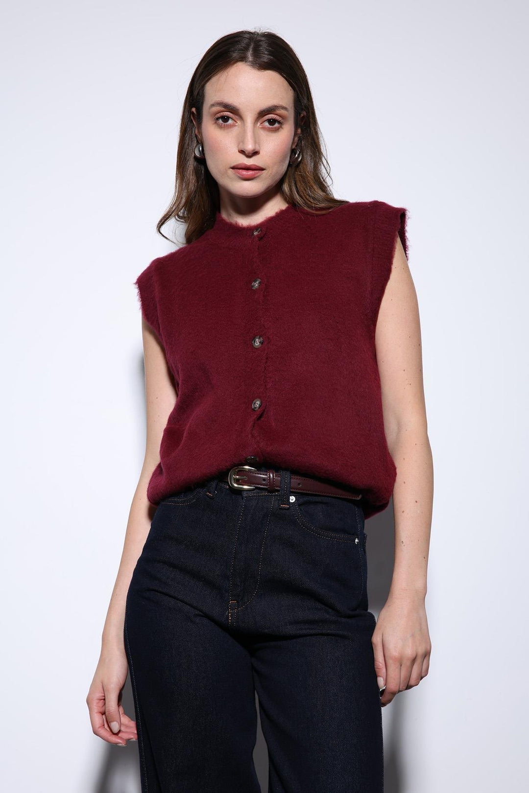 ANT Antioch Bordeaux Textured Women's Knit Vest - Charlottetown