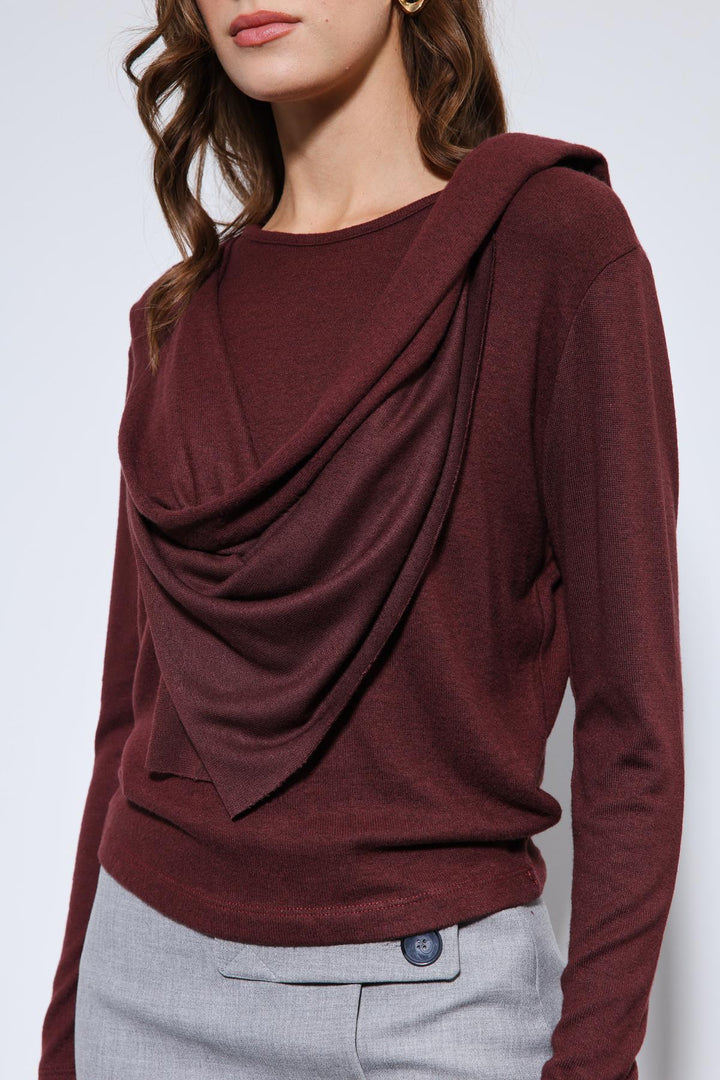 ANT Antioch Bordo Drapeli Şal Detaylı Top - Watertown Town
