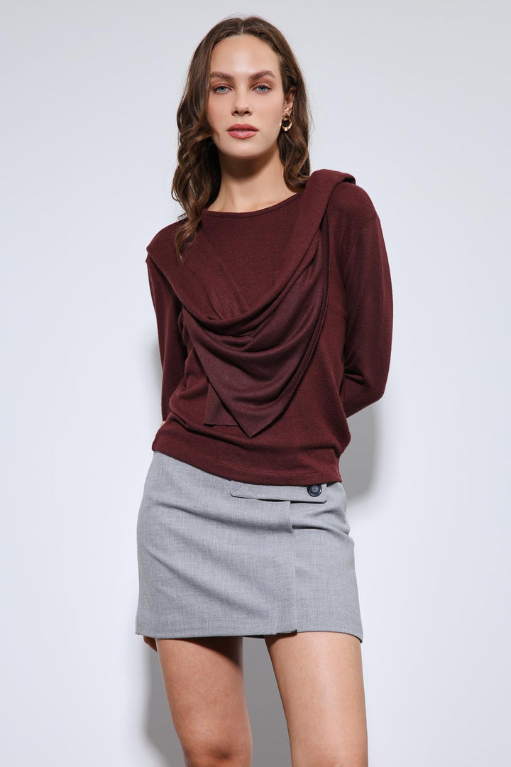 ANT Antioch Bordo Drapeli Şal Detaylı Top - Watertown Town
