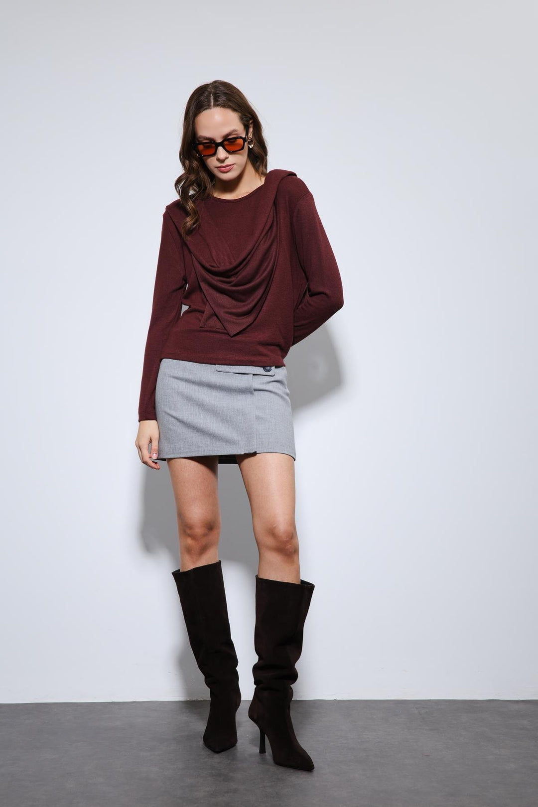 ANT Antioch Bordo Drapeli Şal Detaylı Top - Watertown Town