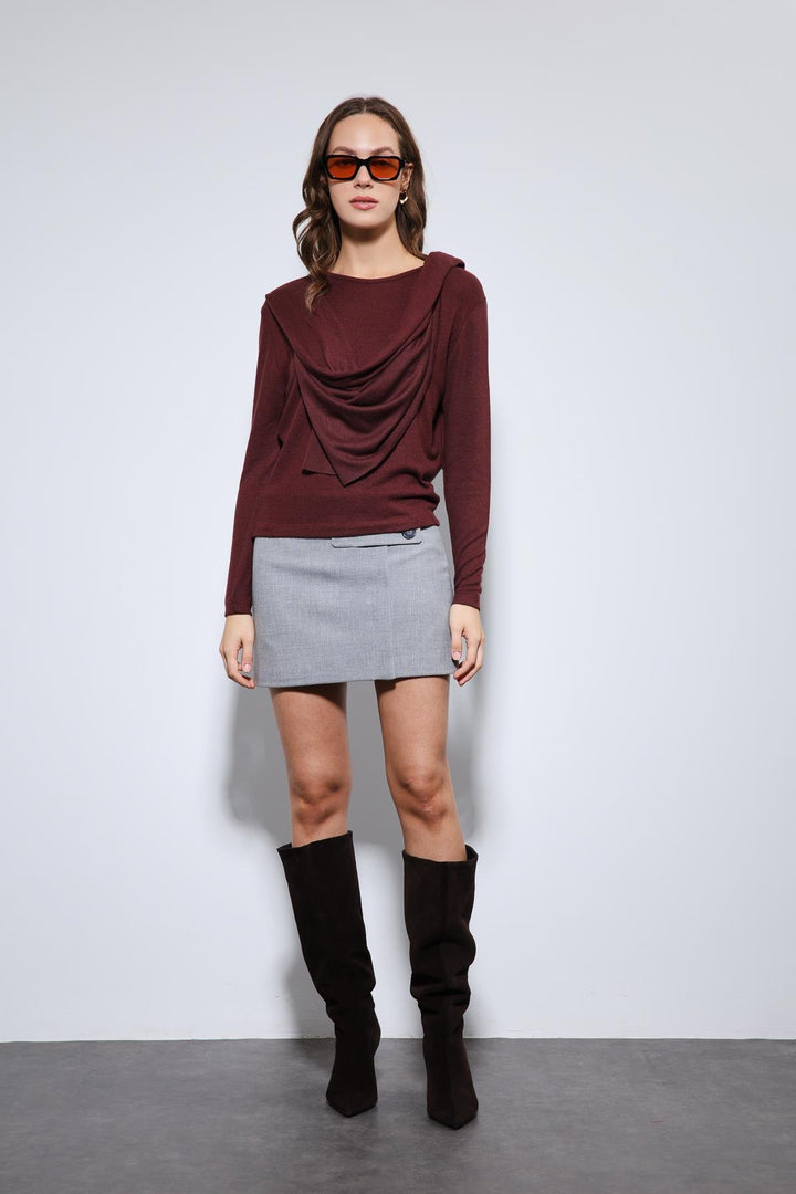 ANT Antioch Bordo Drapeli Şal Detaylı Top - Watertown Town