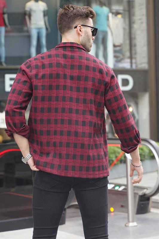 MDX Burgundy Plaid Regular Fit Men's Shirt 6714 - Champigny-sur-Marne
