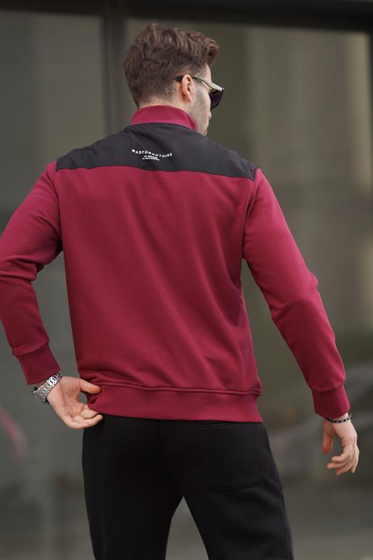 MDX Burgundy Zip Neck Basic Men's Sweatshirt 6157 - Stakhanov