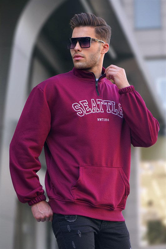 MDX Burgundy Zippered Embroidered Sweatshirt 6026 - Tampa
