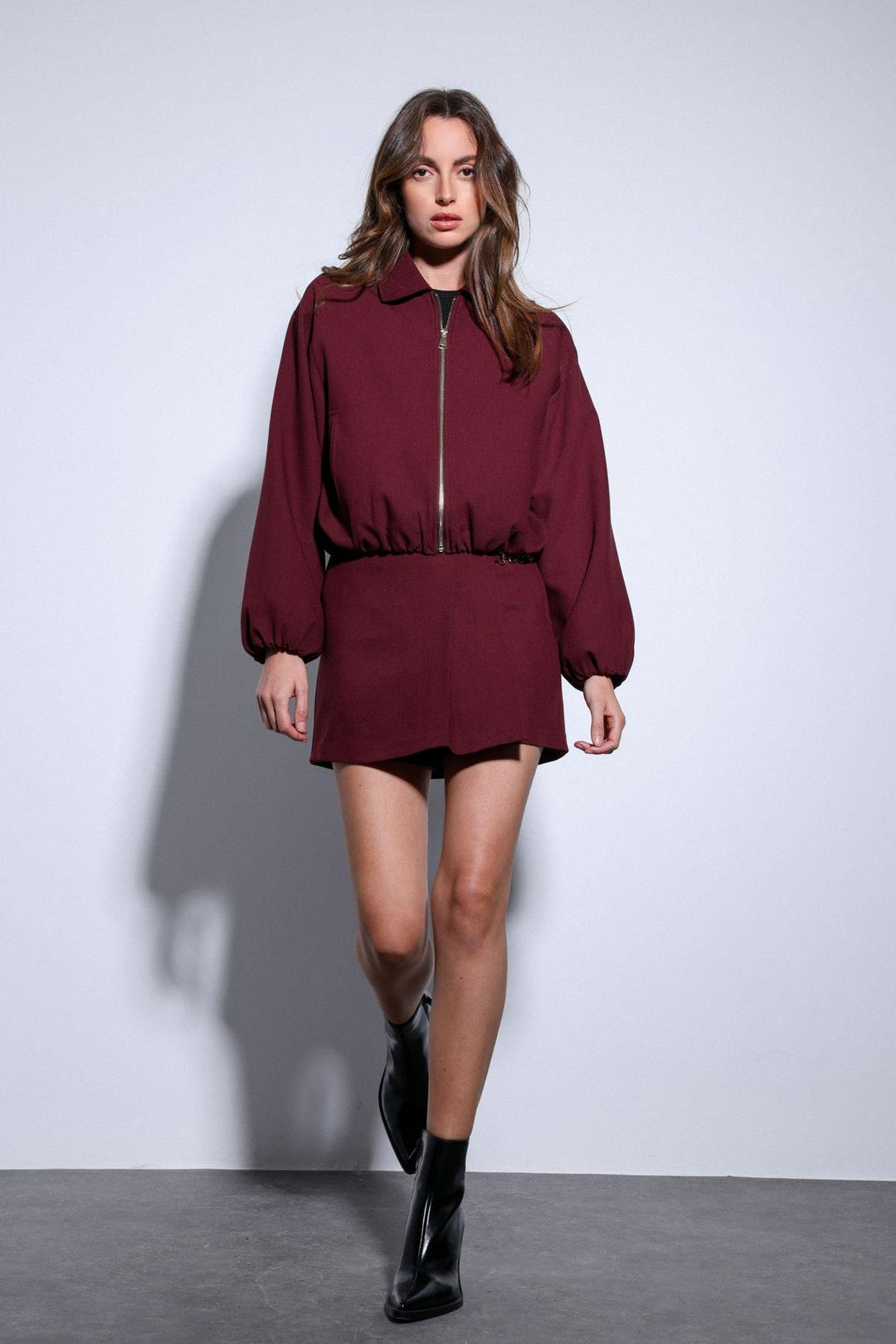 ANT Antioch Burgundy Zip-Up Bomber Women's Jacket - Hammond