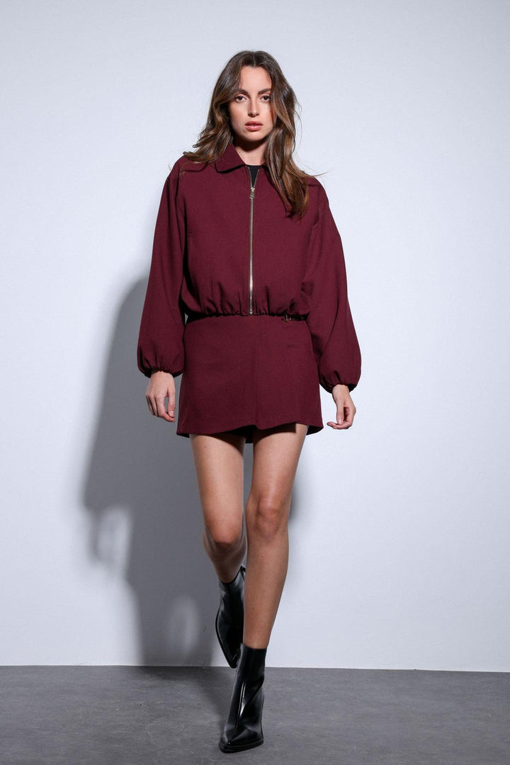 ANT Antioch Burgundy Zip-Up Bomber Women's Jacket - Hammond