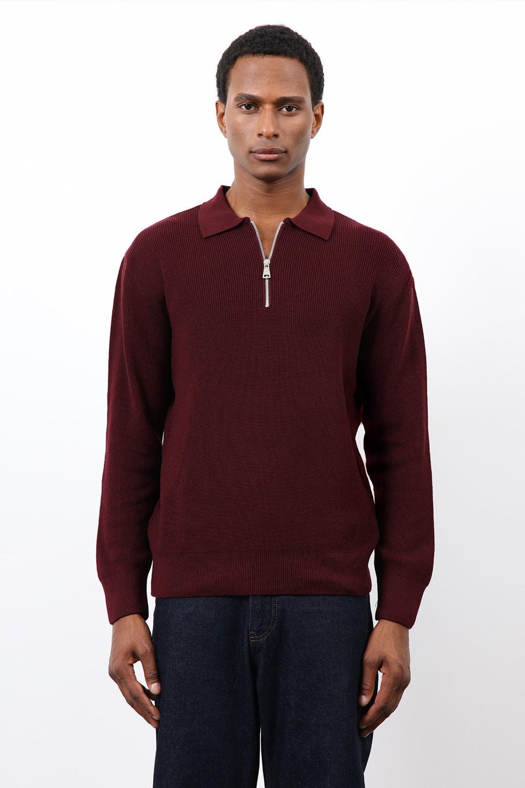 ANT Antioch Bordo Fermuarlı Erkek Triko Kazak - Middleton