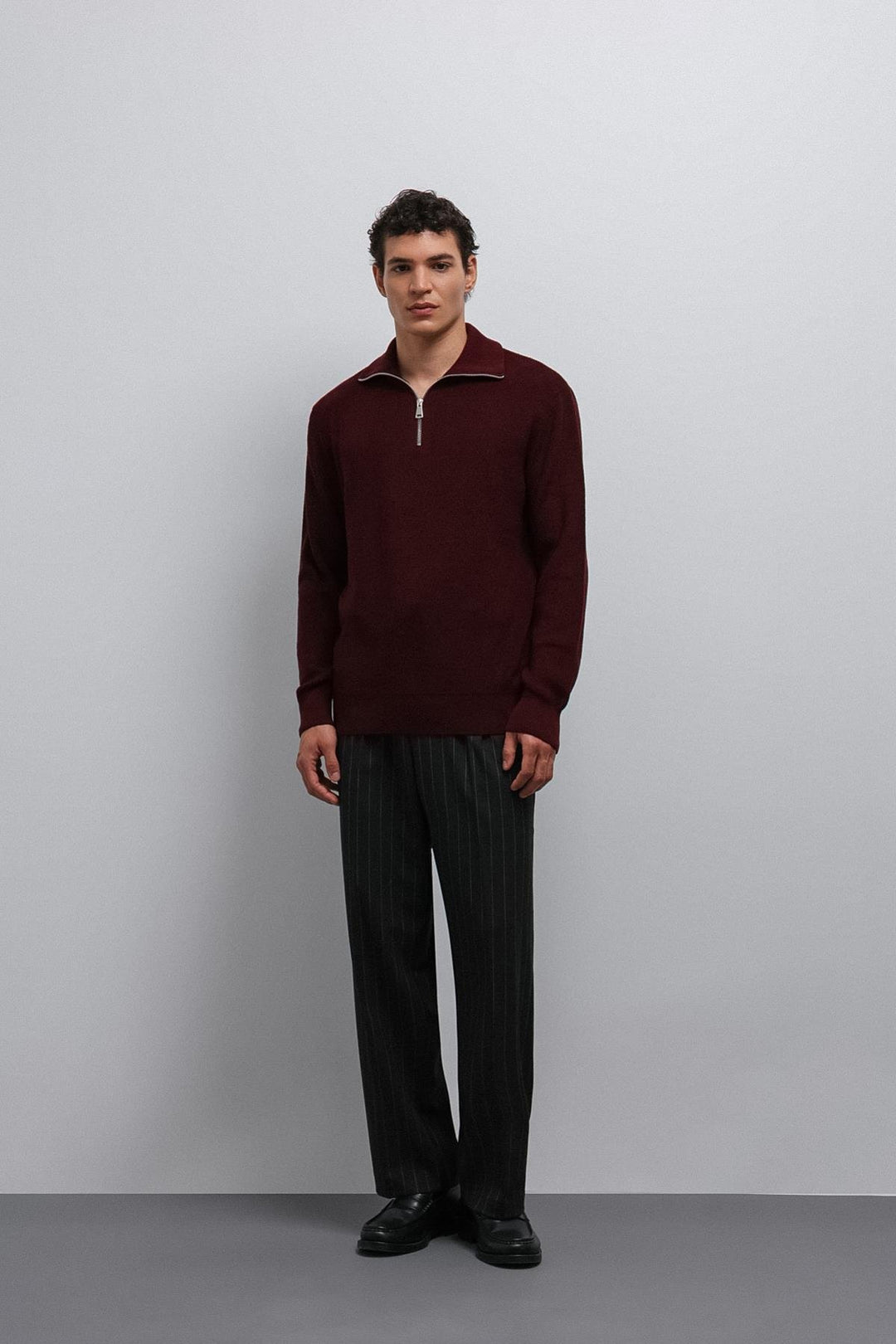 ANT Antioch Burgundy Zippered Knit Men's Sweater - Haltom City