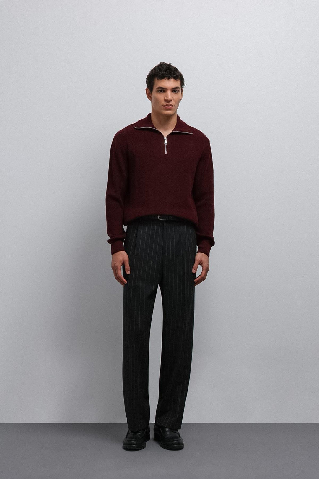 ANT Antioch Burgundy Zippered Knit Men's Sweater - Haltom City