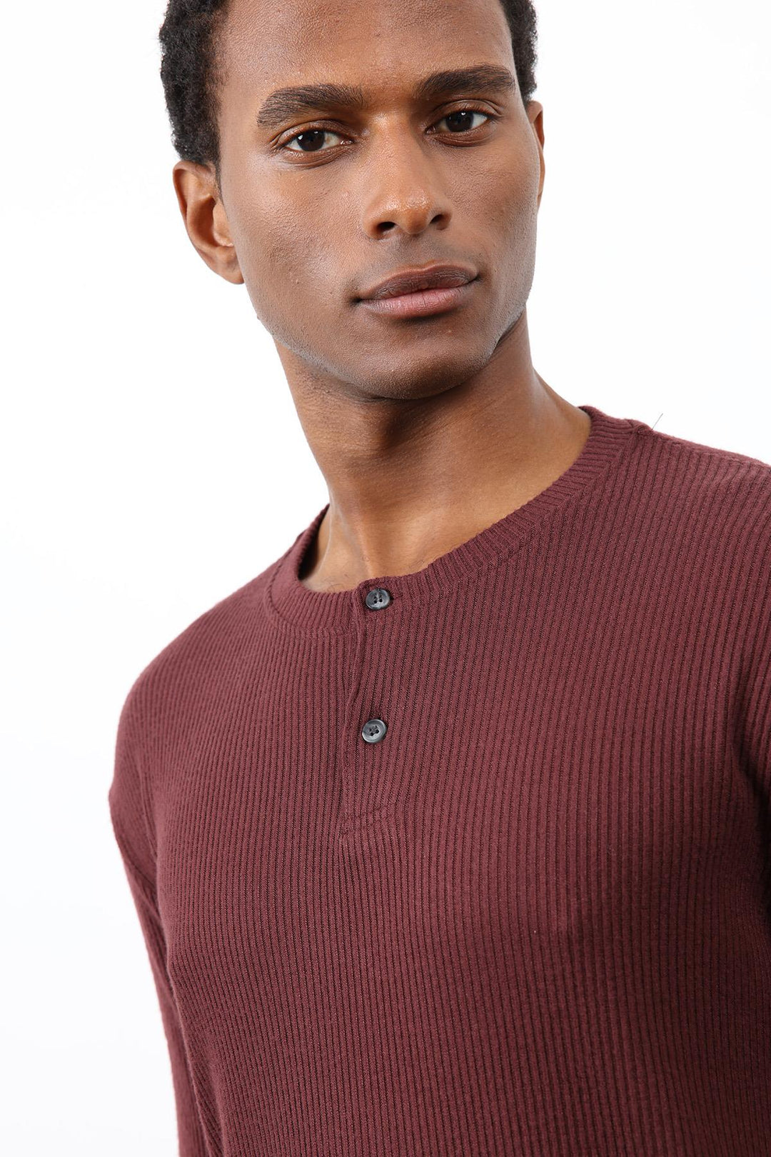 ANT Antioch Bordo Fitilli Düğmeli Yaka T-Shirt - Wattrelos