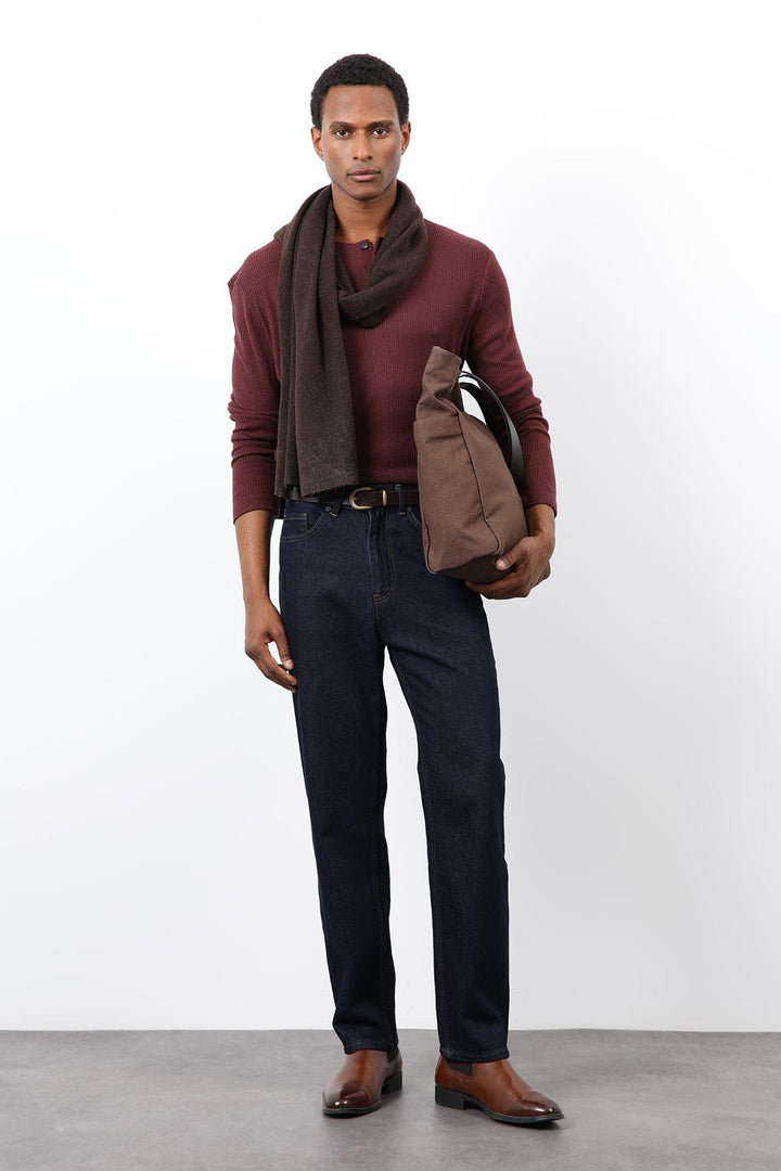 ANT Antioch Bordo Fitilli Düğmeli Yaka T-Shirt - Wattrelos