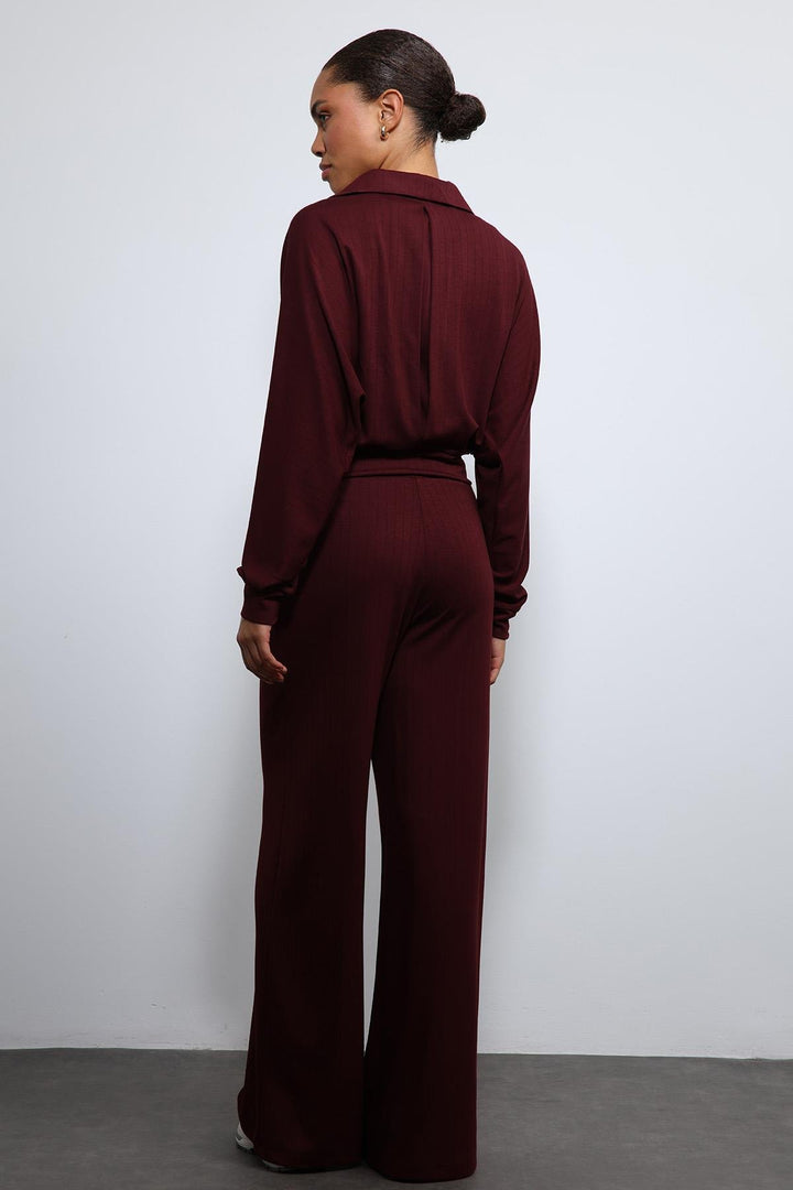 ANT Antioch Bordo Geniş Paça Çizgili Eşofman Takım - Yecla