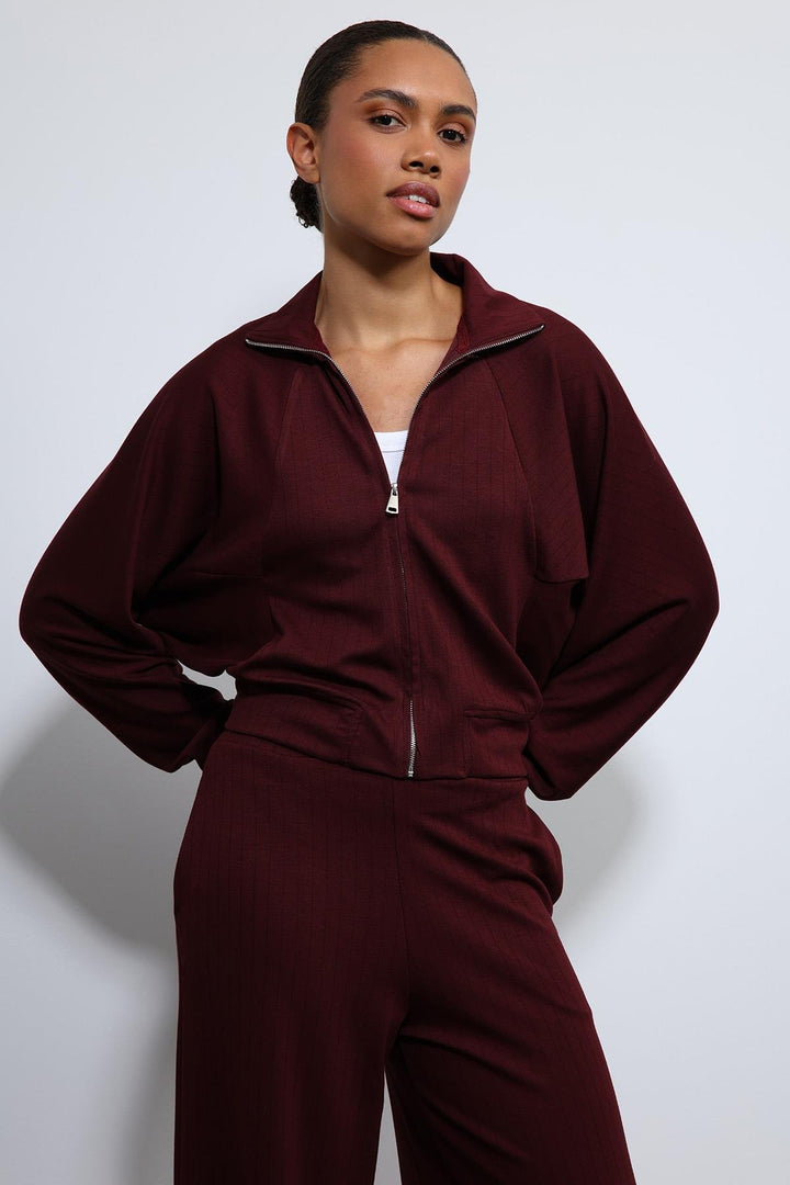 ANT Antioch Bordo Geniş Paça Çizgili Eşofman Takım - Yecla