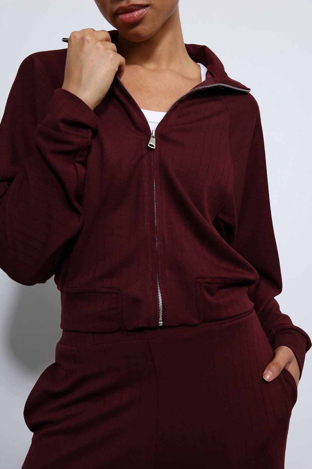 ANT Antioch Bordo Geniş Paça Çizgili Eşofman Takım - Yecla