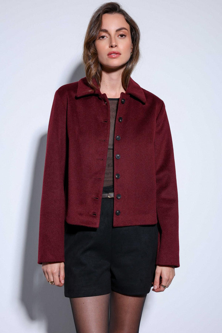 ANT Antioch Burgundy Shirt Collar Short Pea Coat - Roubaix
