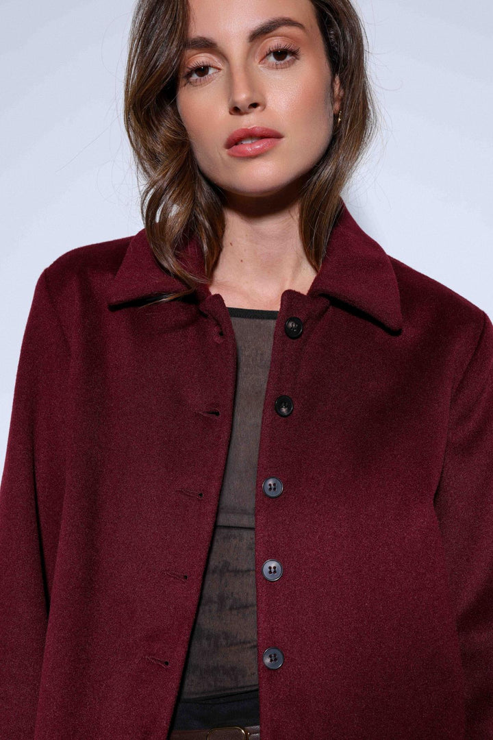 ANT Antioch Burgundy Shirt Collar Short Pea Coat - Roubaix