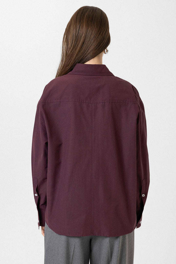 ANT Antioch Bordeaux Women's Basic Poplin Shirt - Goshen