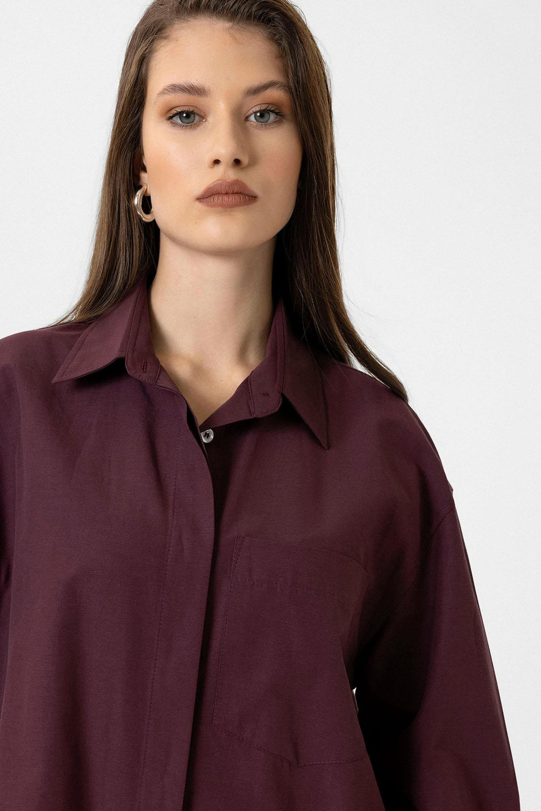 ANT Antioch Bordeaux Women's Basic Poplin Shirt - Goshen