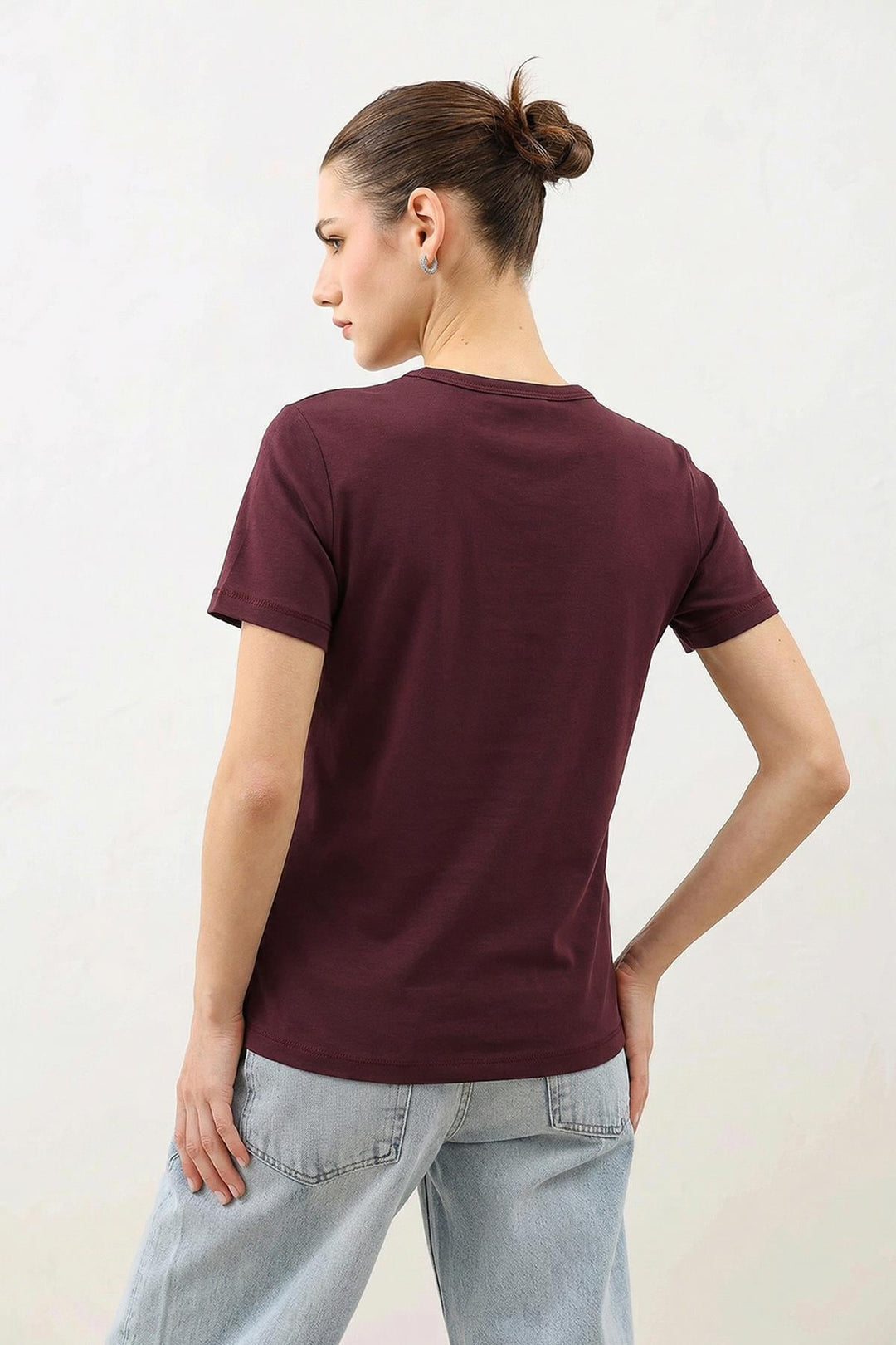 ANT Antioch Bordo Kadın Basic T-Shirt - Owings Mills