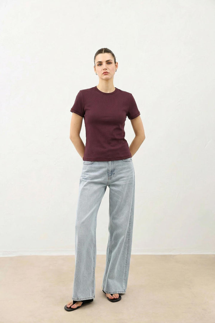 ANT Antioch Bordo Kadın Basic T-Shirt - Owings Mills