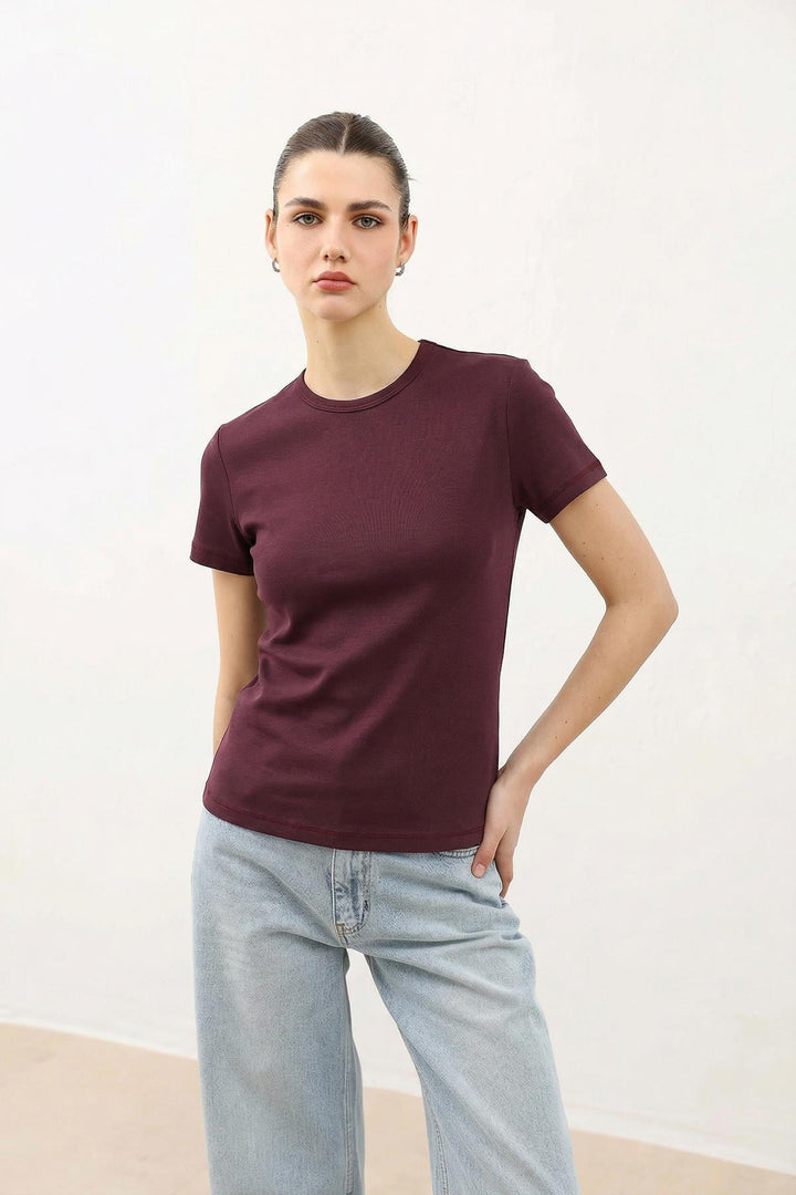 ANT Antioch Bordo Kadın Basic T-Shirt - Owings Mills