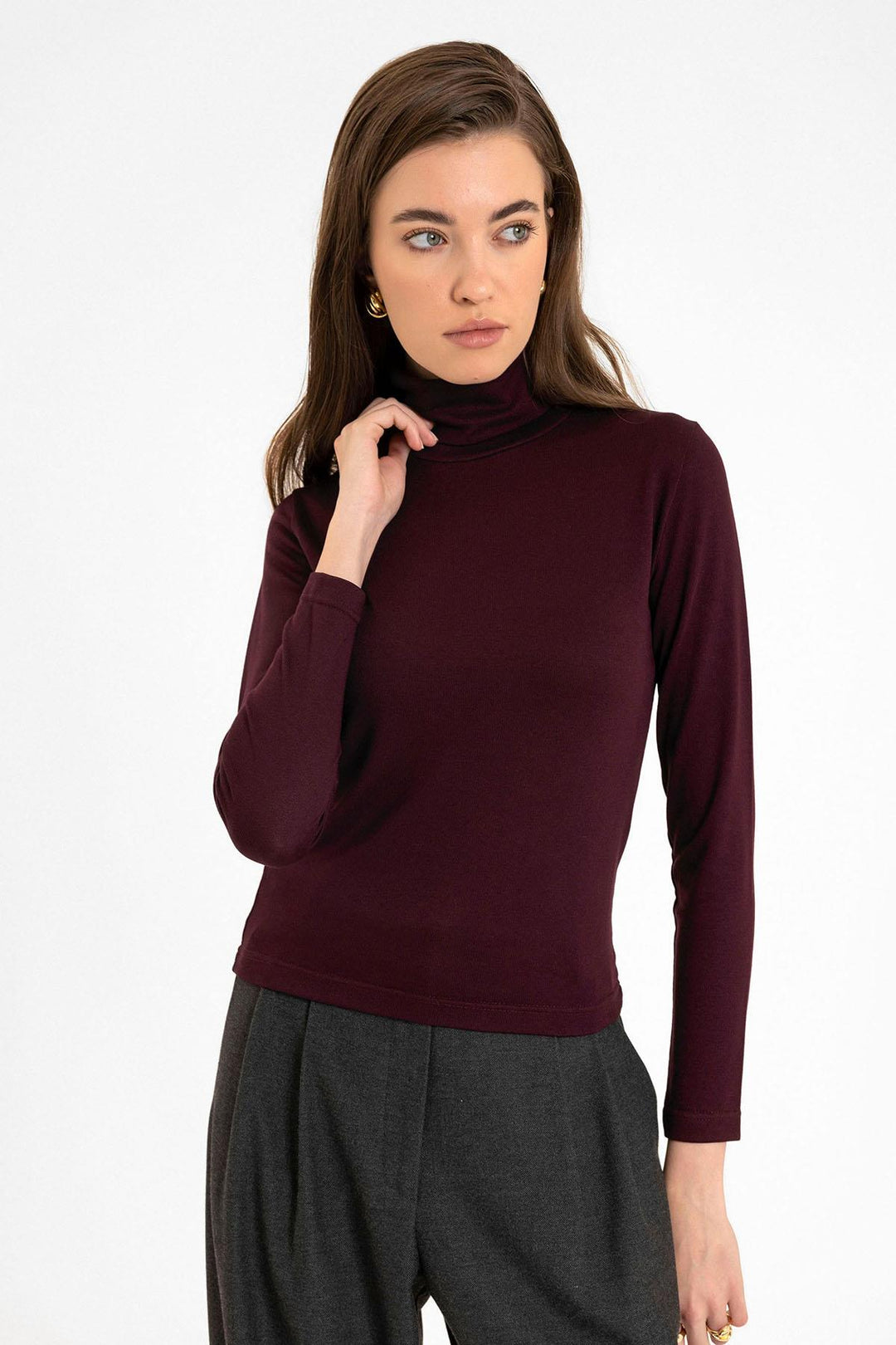 ANT Antioch Bordeaux Women's Turtleneck Sweater - Vlissingen