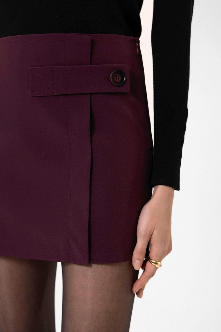 ANT Antioch Bordo Kadın Düğme Detaylı Mini Etek - Florence-Graham