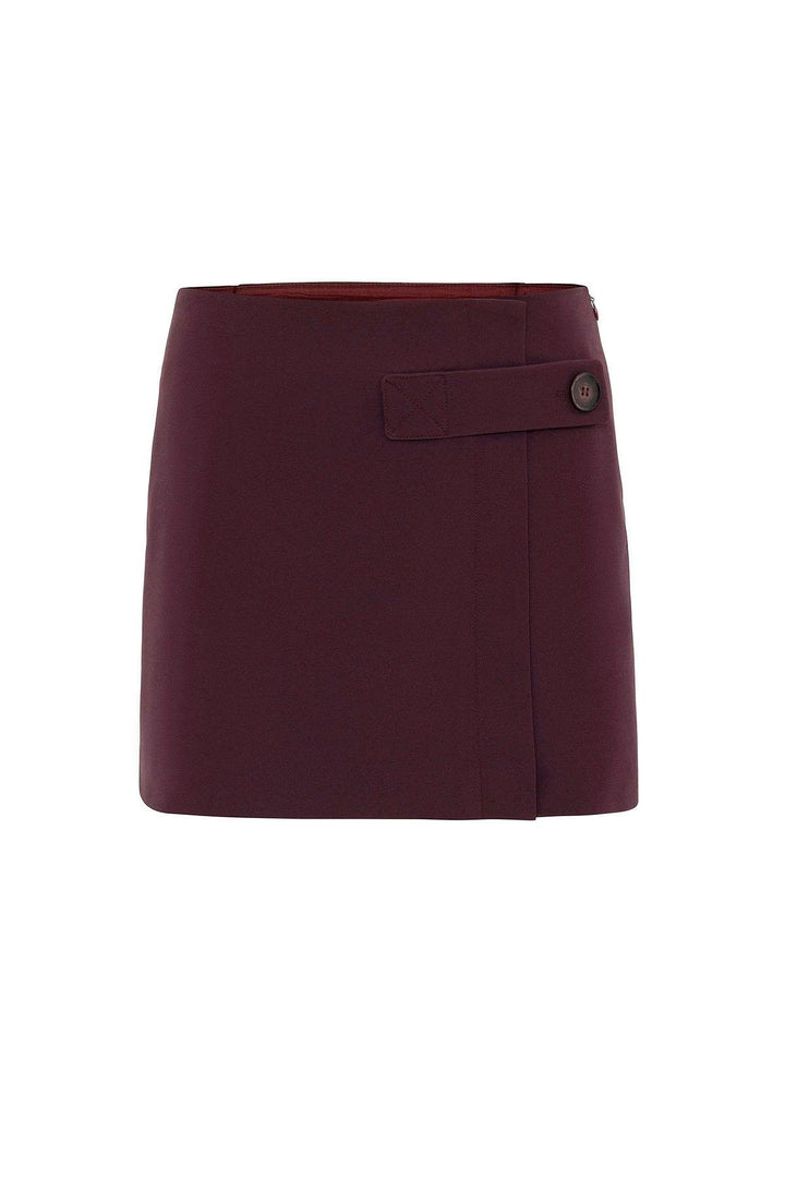 ANT Antioch Burgundy Women's Mini Skirt with Button Detail - Tecámac