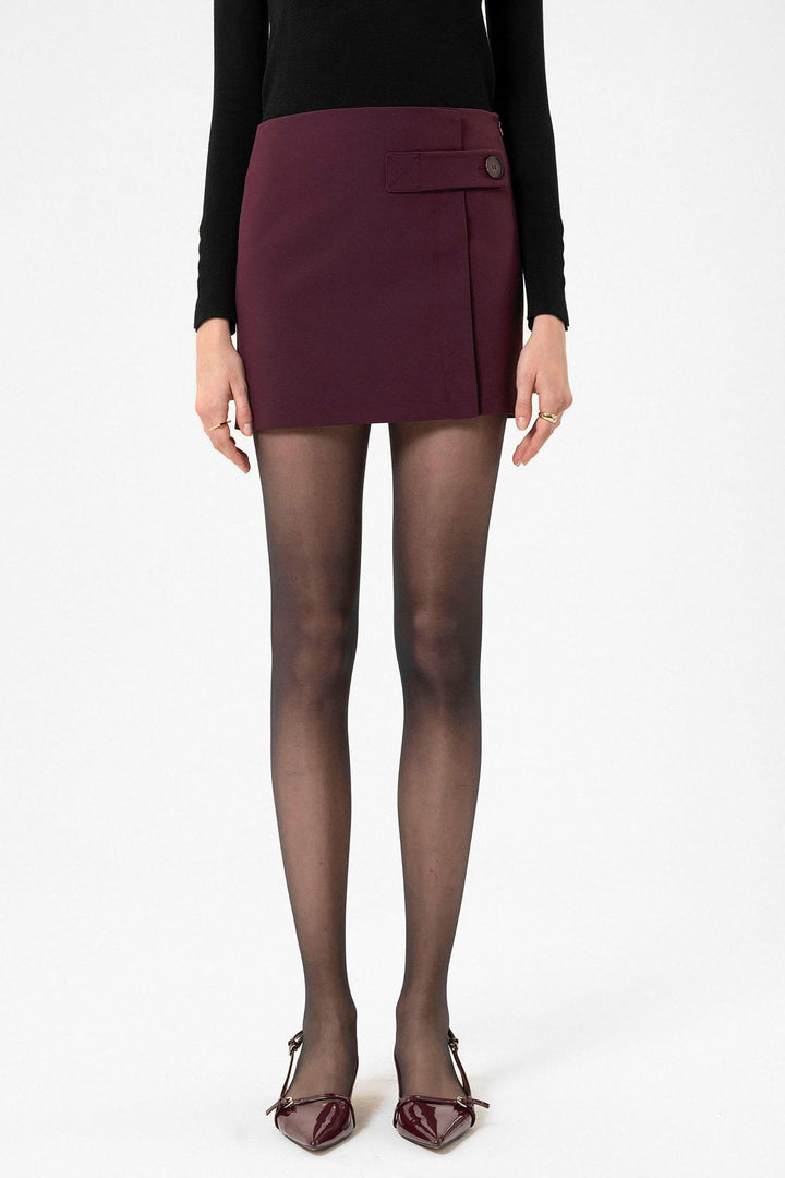 ANT Antioch Burgundy Women's Mini Skirt with Button Detail - Tecámac