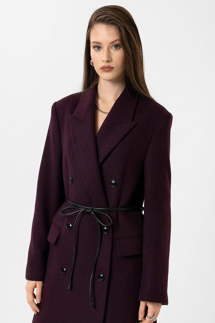 ANT Antioch Bordeaux Women's Belted Wrap Coat - Olive Branch