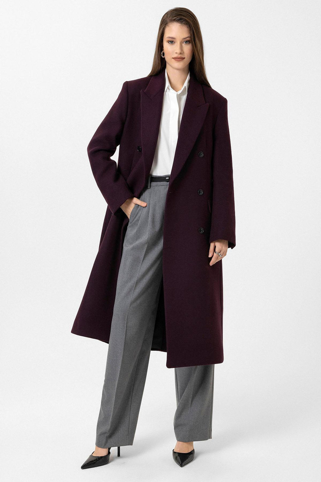 ANT Antioch Bordeaux Women's Belted Wrap Coat - Olive Branch