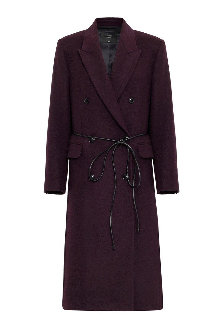 ANT Antioch Bordeaux Women's Belted Wrap Coat - Olive Branch