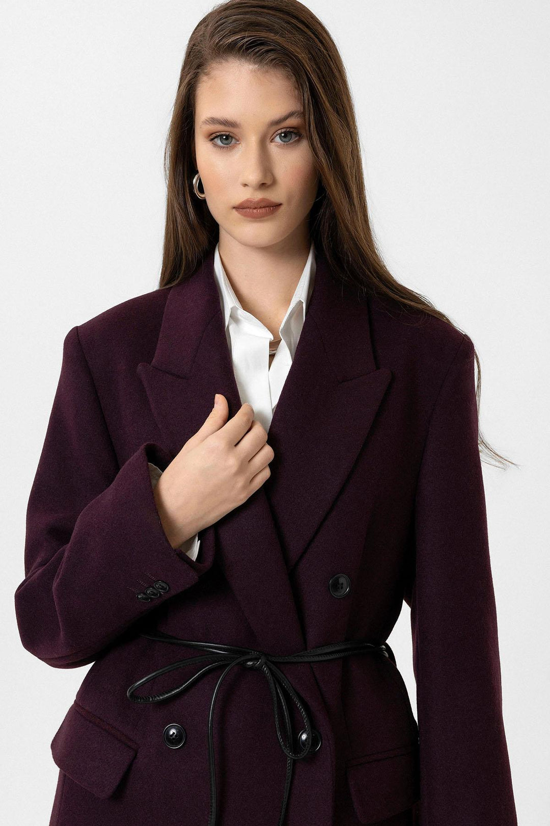 ANT Antioch Bordeaux Women's Belted Wrap Coat - Olive Branch