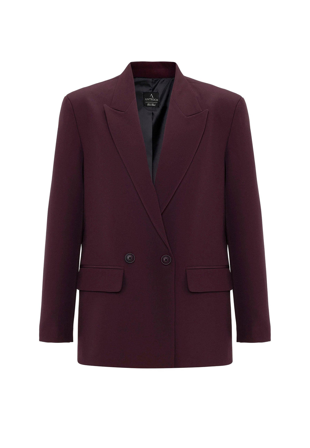 ANT Antioch Bordo Kadın Kruvaze Kapama Oversize Blazer Ceket - Le Perreux-Sur-Marne