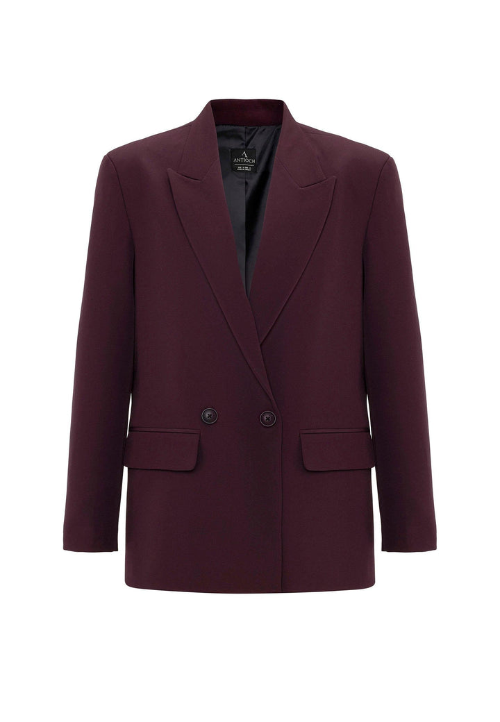 ANT Antioch Bordo Kadın Kruvaze Kapama Oversize Blazer Ceket - Le Perreux-Sur-Marne
