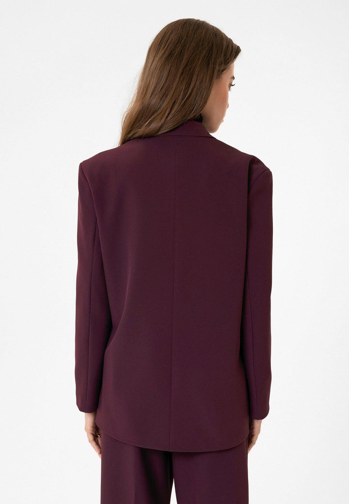 ANT Antioch Bordo Kadın Kruvaze Kapama Oversize Blazer Ceket - Le Perreux-Sur-Marne