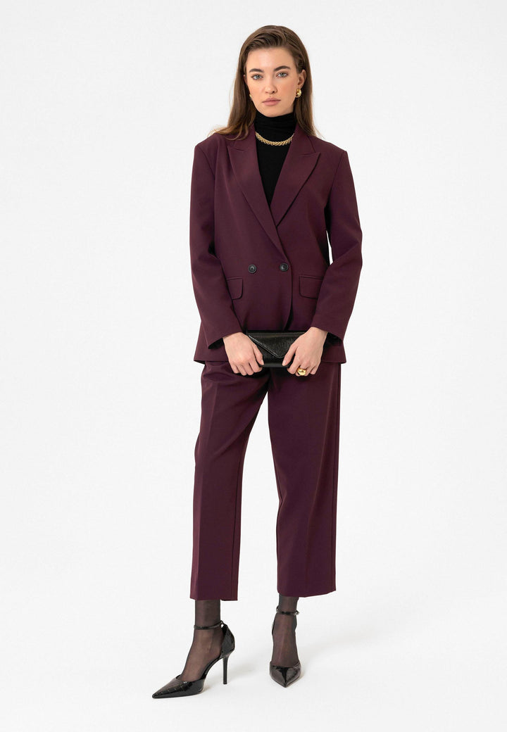 ANT Antioch Bordo Kadın Kruvaze Kapama Oversize Blazer Ceket - Le Perreux-Sur-Marne