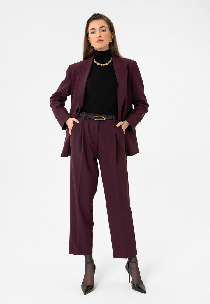 ANT Antioch Bordo Kadın Kruvaze Kapama Oversize Blazer Ceket - Le Perreux-Sur-Marne