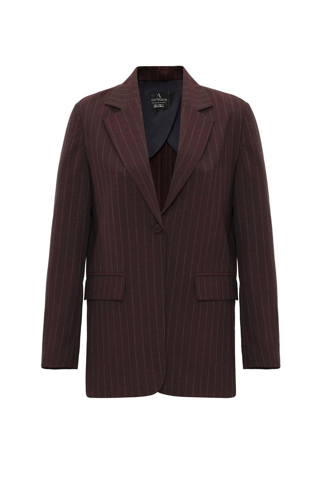 ANT Antioch Bordo Kadın Tek Düğme Çizgili Blazer Ceket - West Palm Beach