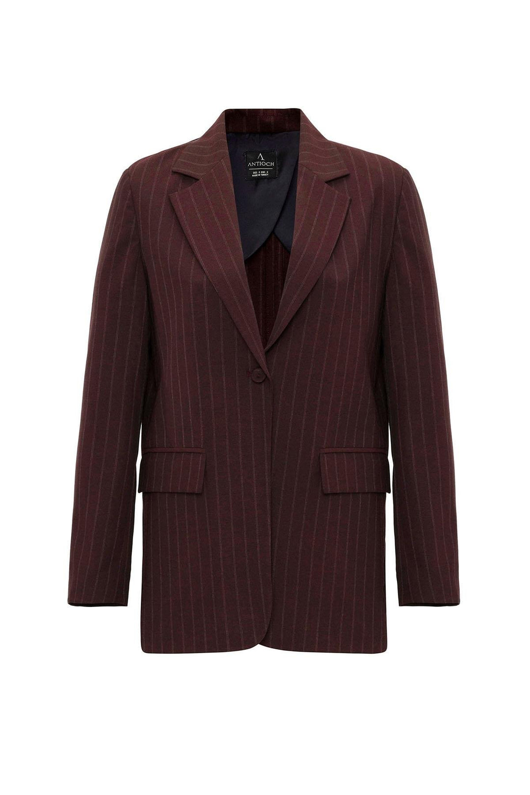 ANT Antioch Bordo Kadın Tek Düğme Çizgili Blazer Ceket - West Palm Beach