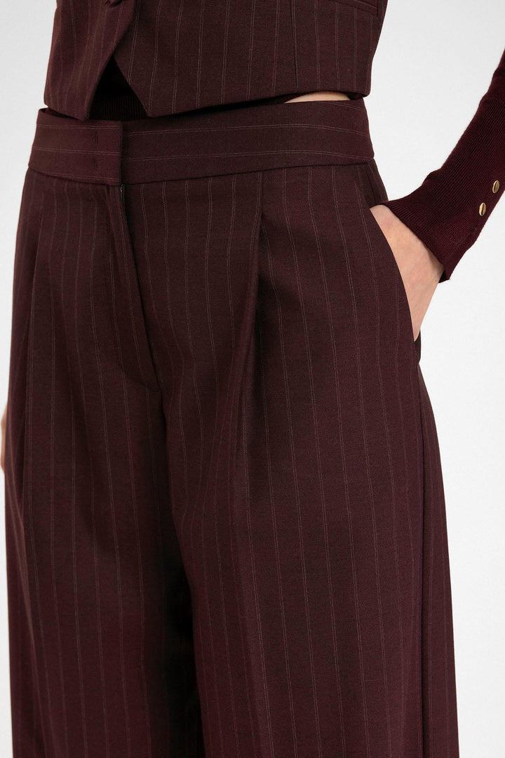 ANT Antioch Bordeaux Women's High Waist Striped Pants - St. Charles