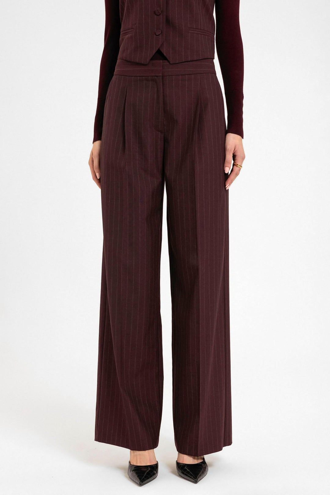 ANT Antioch Bordeaux Women's High Waist Striped Pants - St. Charles