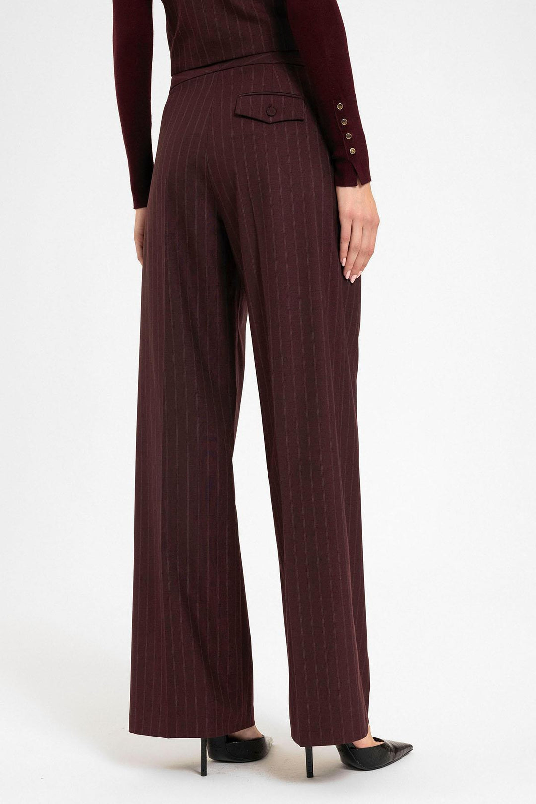 ANT Antioch Bordeaux Women's High Waist Striped Pants - St. Charles